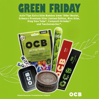 OCB * SET* Bamboo Activ'Tips Extra Slim + Papers + Tube + Mühle + Taschenascher
