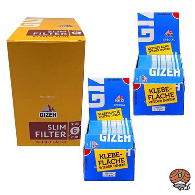 Gizeh Spezial Blättchen (blau) 2x + Box Gizeh Slim Filter 6 mm