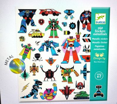 DJECO*Kinder*160 * Deko*Sticker*Aufkleber*Roboter*Metalliceffekt