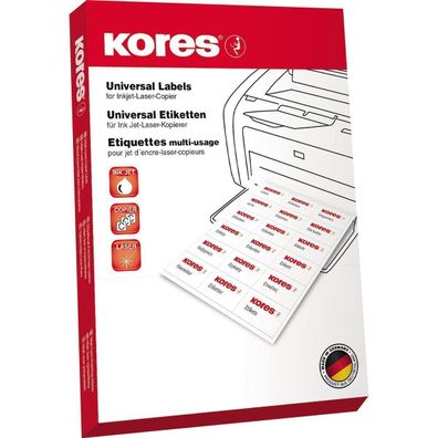 Kores Universal-Etiketten, 105,0 x 37,0 mm, ohne Rand, rot