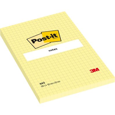 Post-it Haftnotizen, 102 x 152 mm, kariert, gelb