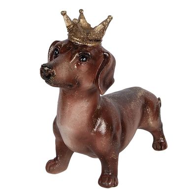 Clayre & Eef Dekorationsfigur Hund Dackel 35x14x28 cm Braun Kunststoff