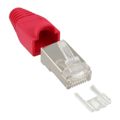 InLine® Crimpstecker RJ45 geschirmt, mit Knickschutz und Einfädelhilfe, 10er Pac