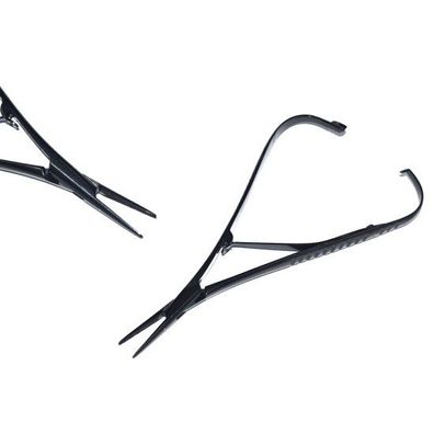 Mathieu Nadelhalter Mikro Schwarz beschichtet, Gerade 14cm