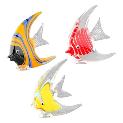 Gilde Figur (klein), Fisch, "Skalar", Glas, gelb, orange, rot, L. 1.5 cm, B. 7.5