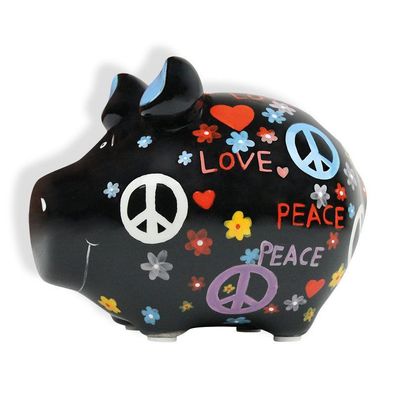 Sparschwein Peace mit Herz Spardose Sparbüchse Keramik Hochzeit Geldgeschenk