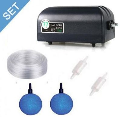 Hailea ACO-7702 Belüfter-Set mit Membranpumpe und Belüftersteinen
