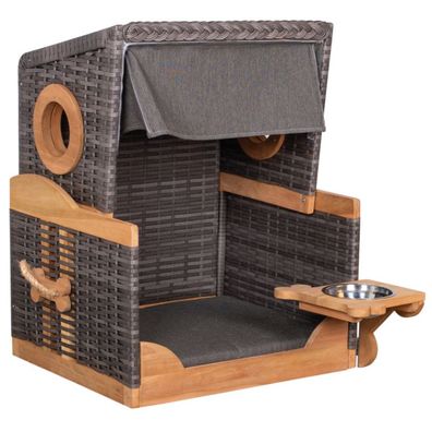 deVries Hundestrandkorb Knochenfinder Strandkorb Des. 464 PE stone grey 75x65x85 cm