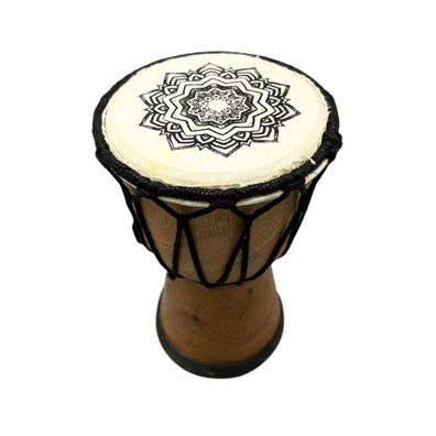 Handgefertigte Djembe-Trommel mit Mandala-Symbol – 15 cm | Musikinstrument
