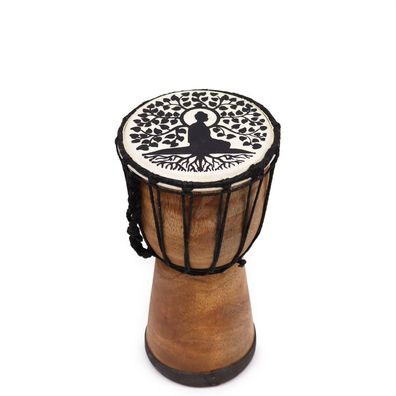 Handgefertigte Djembe-Trommel mit Buddha-Motiv – 25 cm | Musikinstrument