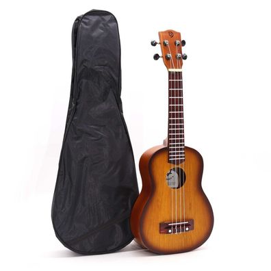Handgefertigte Ukulele aus Holz – 4-saitiges Musikinstrument im Sunburst-Design