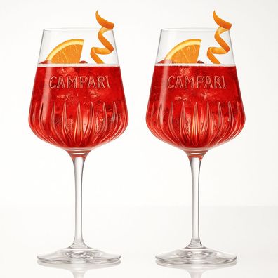 Campari Cocktailgläser - 2er Set | Original Campari Weingläser 0,49 L