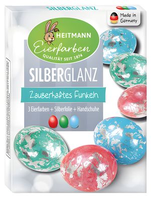 Eierfarben Silberglanz - 3 Kaltfarben - glitzerndes Osternest