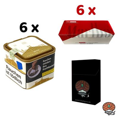 Marlboro Gold Tabak 6x 70g M Dose + 6x Marlboro Rot Extra Filterhülsen + Zubehör