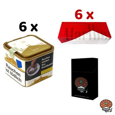 Marlboro Gold Tabak 6x 70g M Dose + 6x Marlboro Rot Filterhülsen + Zubehör