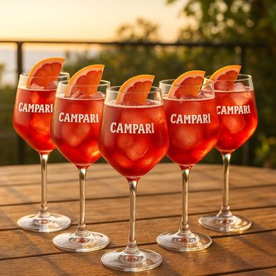 Campari Weingläser - 6er Set | Original Campari Aperitivo Gläser