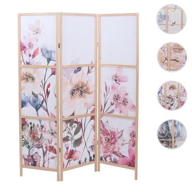 Paravent HWC-O70, Trennwand Sichtschutz Naturmotive Holz Polyethylen 170x137cm