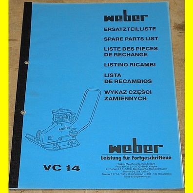 Ersatzteilliste für Weber Rüttelplatte VC14