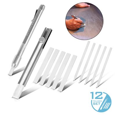 Stahlwerk Schweißerkreide Set 12-teilig, Kreidehalter aus Aluminium, nachfüllbar