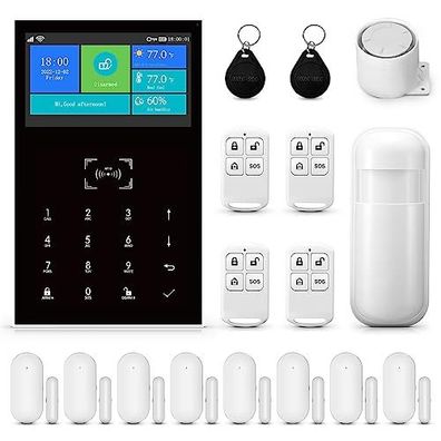 PGST Komplettset Alarmsystem, Home Wireless Wifi + GSM 2G Tuya Smartlife APP Alexa Al