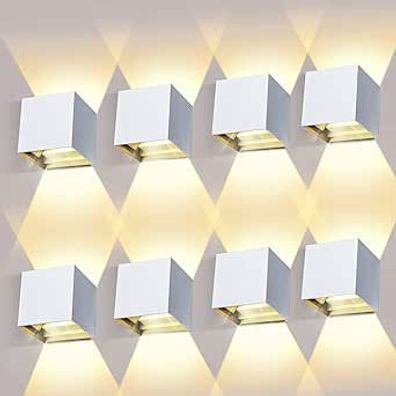 LEDMO Set mit 8 LED-Wandleuchten für den Innen-/Außenbereich