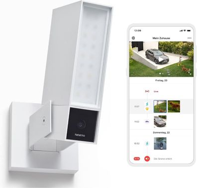 Netatmo NOC-SW-DE Smarte Außenüberwachungskamera mit 105-dB-Sirene, WLAN und integrie