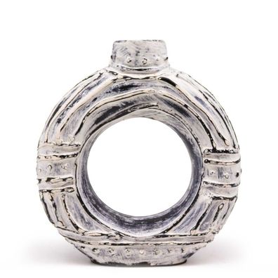 Donut-Vase „Cream“ – keramische Ringform, 23 cm, elegant & minimalistisch