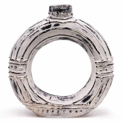 Round Donut Shaped Vase – Cream Terrakotta | 30 cm | minimalistisches Highlight