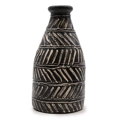 Chocolate Greek Taper Vase – traditionelle Lombok-Keramik m. raffiniertem Muster