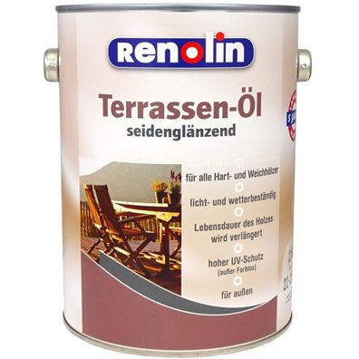 2,5 Liter Renolin Terrassen-Öl für Weich-/ Hartholz wetterbeständig 22-25m²