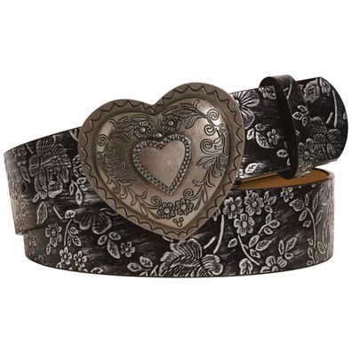Modischer Damengürtel mit Metallschnalle floralem Western Muster