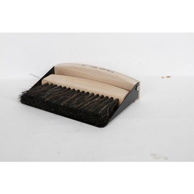 8x Mini Handfeger & Kehrblech Set Metall Holz Pferdeborsten Schaufel Besen