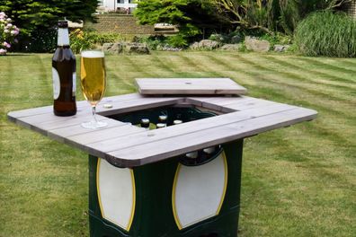 Bierkastenaufsatz aus Holz Getränkekastenaufsatz Stehtisch Biertisch Bartisch