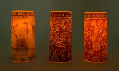 2er-Set LED Wachskerze 15x7,5 cm Flackerlicht Fernbedienung Tischdeko Motivkerze