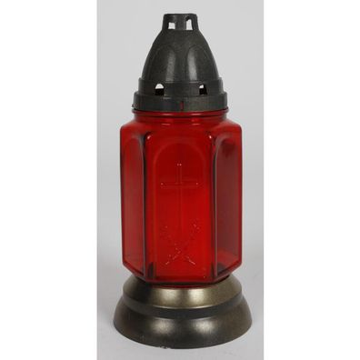 Glas-Grablicht Öllicht rot Kerze Echtwachs Trauer Friedhof Deko 30h, Höhe: 25cm
