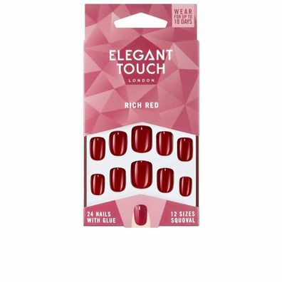 Polished COLOUR 24 nails with glue squoval #rich red