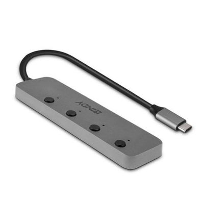 LINDY USB 3.2 Typ C Hub 4 Port mit Ein-/Ausschalter