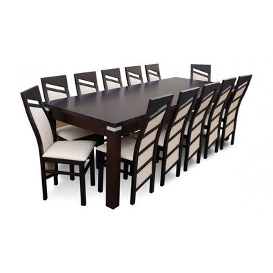 Großes Esszimmer-Set 12 Stühle + Klapptisch 100x250/350cm