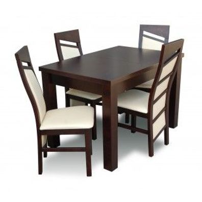 Möbelset Esstisch und 4 Esszimmerstühle aus Buchenholz