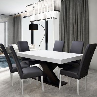 Esszimmerset moderner Esstisch mit 6 gepolsterten Stühlen