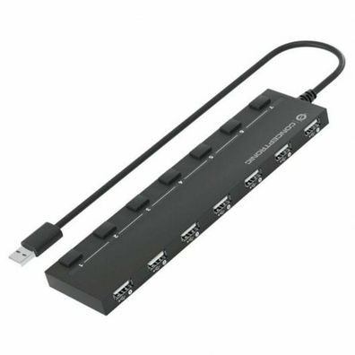 Conceptronic USB-Hub 7-Port 2.0 ->7x2.0 extra m. Netzteil sw