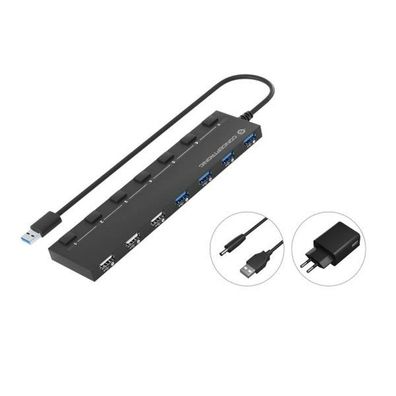 Conceptronic USB-Hub 7-Port 3.0 ->4x3.0 3x2.0 ex m. Netzt. sw