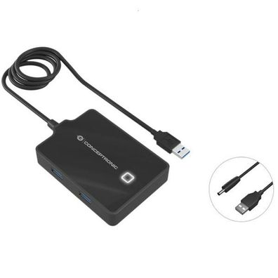 Conceptronic USB-Hub 4-Port 3.0 ->4x3.0 o. Netzteil sw