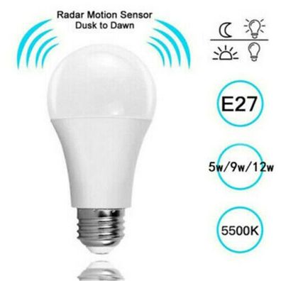 3x E27 LED Bulb with Smart Radar Motion Sensor | 5W/7W/9W/12W Adjustable Motion Activ
