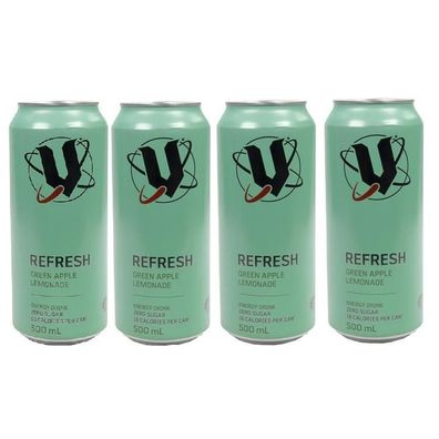 V Refresh Green Apple Lemonade Energy Drink Fourpack - Australian Import 4x500 ml
