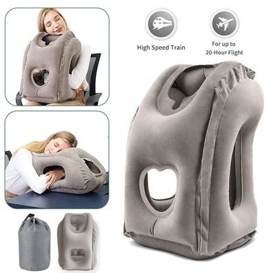 ufblasbare Nackenstützkissen Reisekissen Unterstützung Kopfstütze Flugzeug Büro