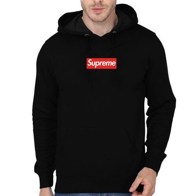 Supreme Herren Hoodie Kreuz Logo Kapuzenpullover Sweatshirt Streetwear Schwarz