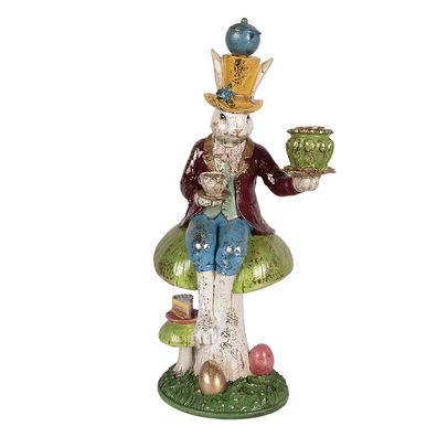 Clayre & Eef Kerzenständer Kaninchen 20x16x41 cm Weiß Kunststoff (Gr. 20x16x41 cm)