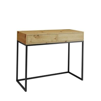 BETTSO Industrieller Frisiertisch CUBIC 100 Eiche wotan auf schwarzem Gestell