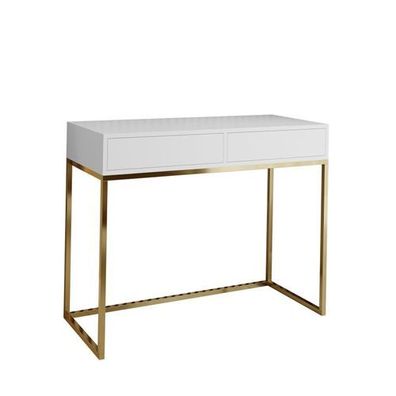 BETTSO Weißer Frisiertisch CUBIC 100 im Loft-Stil auf einem goldenen Rahmen